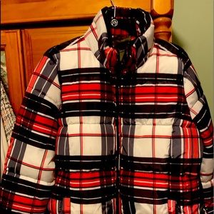 Plaid puffer coat